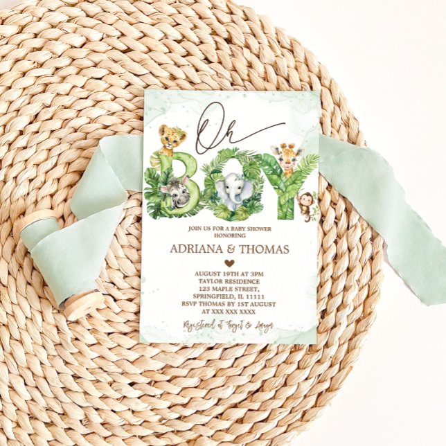 Boy Safari Animals Baby Shower Invitation (Creator Uploaded)