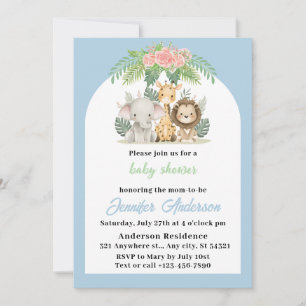 Boy Safari Animals Baby Shower Invitation