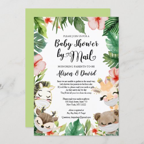 Boy Safari Animals Jungle Greenery Shower by Mail Invitation