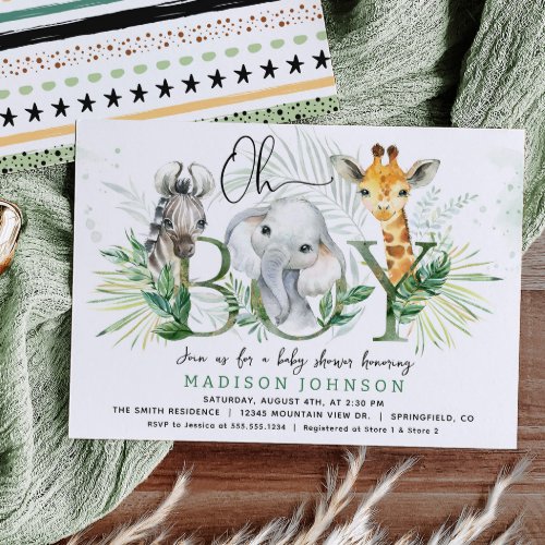 Boy Safari Baby Shower Invitation