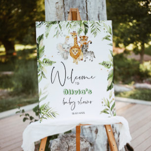 Boy safari baby shower welcome foam board