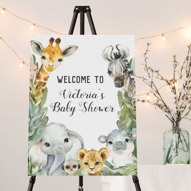 Boy Safari Baby Shower Welcome Sign (Cute baby safari animal welcome sign. )