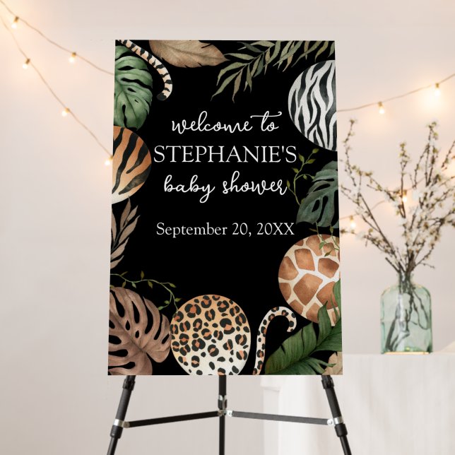 Boy Safari Baby Shower Welcome Sign (In Situ (Stand))