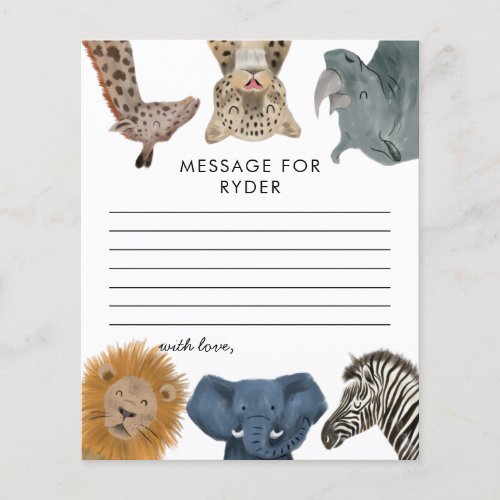 Boy Safari Birthday Party Time Capsule Note Card
