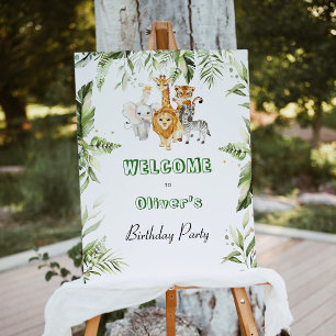 Boy safari birthday welcome foam board