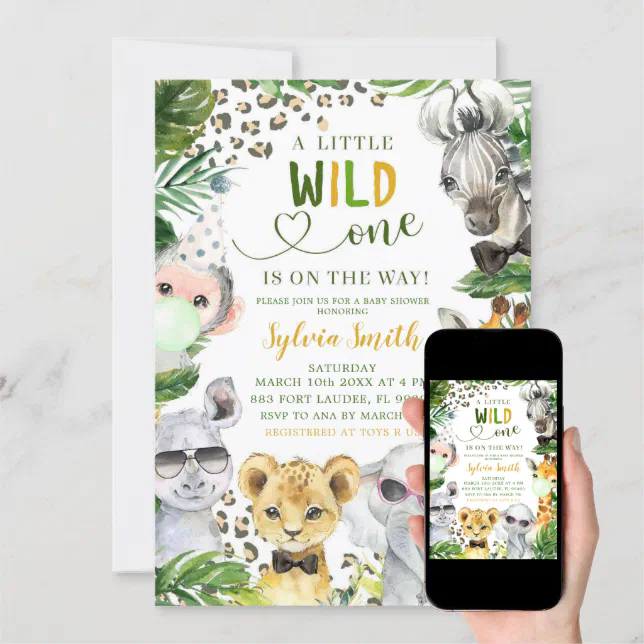 Boy Safari Wild One Baby Shower Invitation | Zazzle