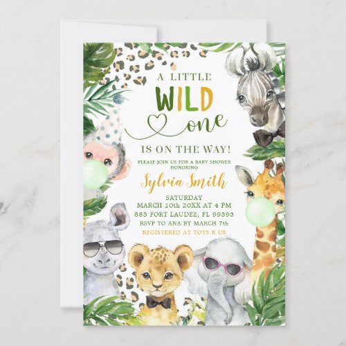 Boy Safari Wild One Baby Shower Invitation