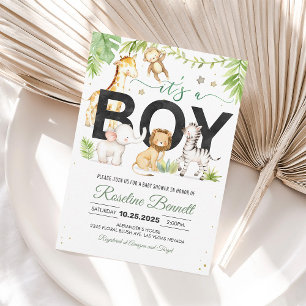 Boy Safari Wild One Baby Shower Invitation