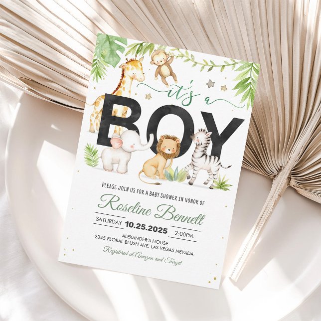 Boy Safari Wild One Baby Shower Invitation (Creator Uploaded)