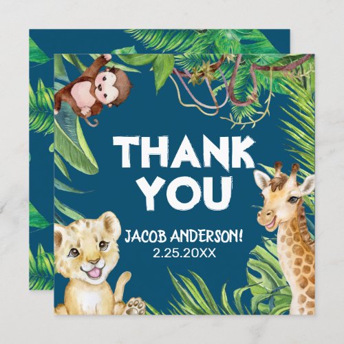 Boy Safari Wild One Jungle Thank you card