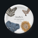 Boy Safari Zoo Animals Birthday Party  Paper Plates<br><div class="desc">Cute safari theme birthday party paper plate featuring illustration of zoo animals (zebra,  giraffe,  elephant,  and lion). Perfect for a boy's party.</div>