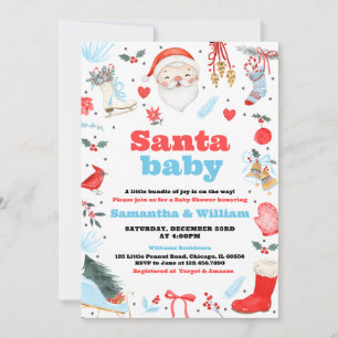 Boy Santa Baby Baby Shower Invitation