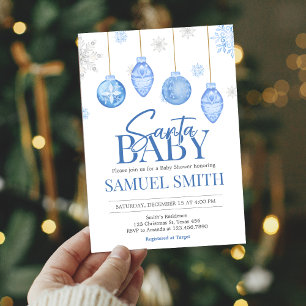 Boy Santa Baby Christmas Baby Shower Invitation