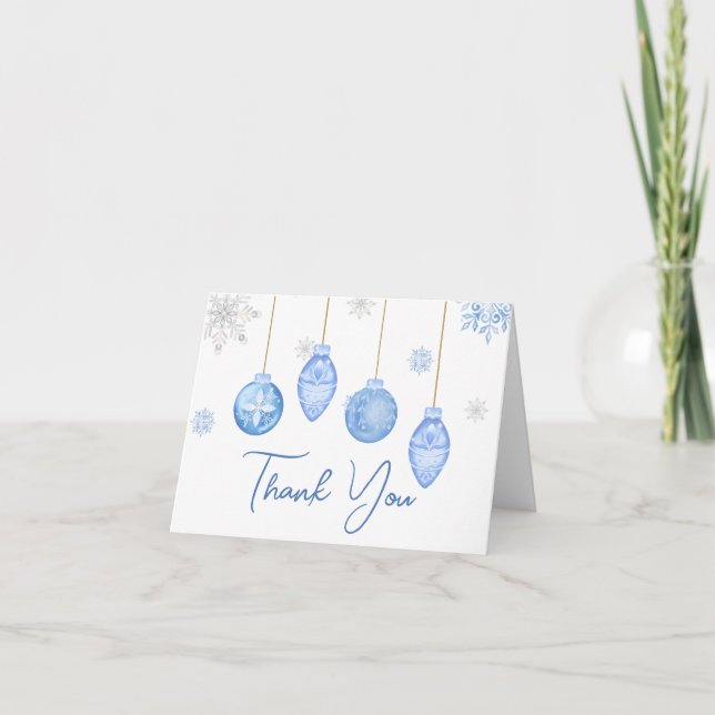 Boy Santa Baby Christmas Baby Shower Thank You Card (Front)