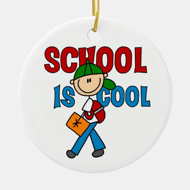Boy School is Cool Ceramic Ornament (Front)