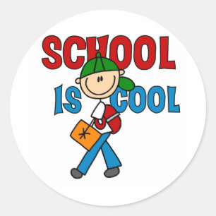Boy School is Cool Classic Round Sticker