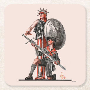 Boy Scout and Liberty Square Paper Coaster