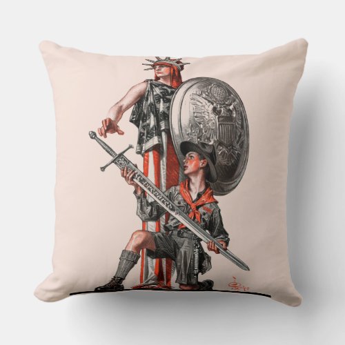 Boy Scout and Liberty Throw Pillow