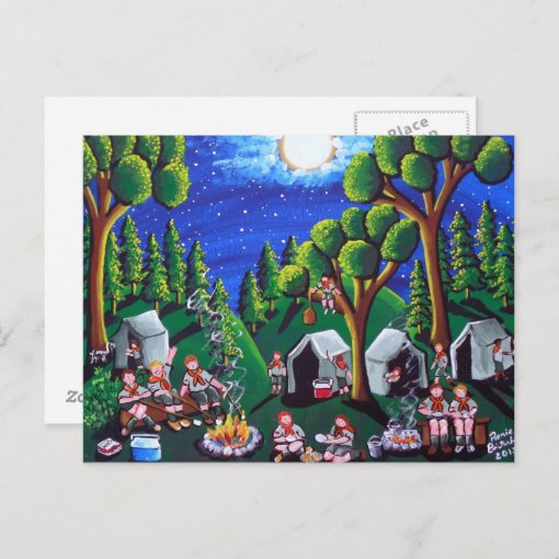 Boy Scouts Camp Out Folk Art Postcards Zazzle 2412