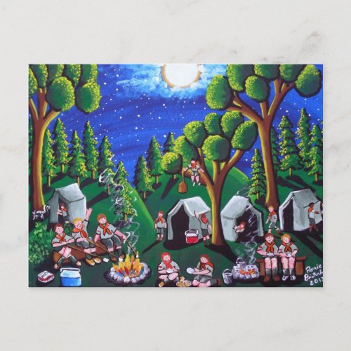Boy Scouts Camp Out Folk Art Postcards