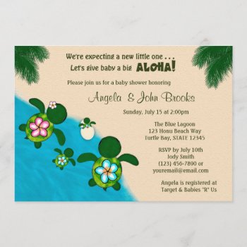 Boy Sea Turtle Baby Shower Family Blue Honu 284 Invitation by MonkeyHutDesigns at Zazzle