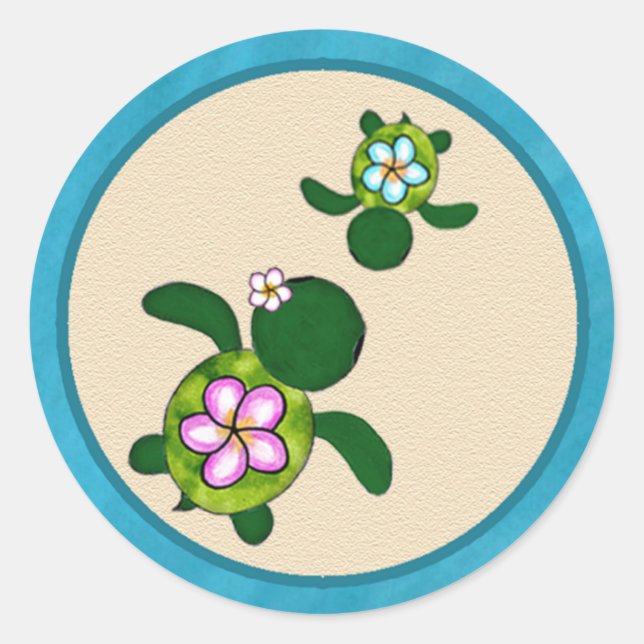 BOY Sea TURTLE Baby Shower (Honu) 02A Seal Sticker (Front)