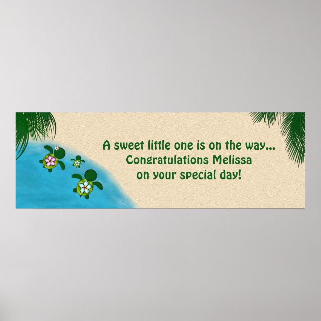 BOY Sea TURTLE Baby Shower (Honu) 02B Banner blue Poster (Front)