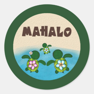 BOY Sea TURTLE Baby Shower (Honu) 02B Mahalo #4 Classic Round Sticker