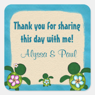BOY Sea TURTLE Baby Shower Honu 02B square sticker