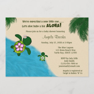 BOY Sea TURTLE Baby Shower Invite BLUE (Honu) 02A