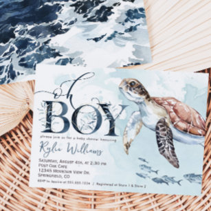 Boy Sea Turtle, Ocean Baby Shower Invitation