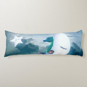 Boy & Seahorse Fishing on the Moon Body Pillow