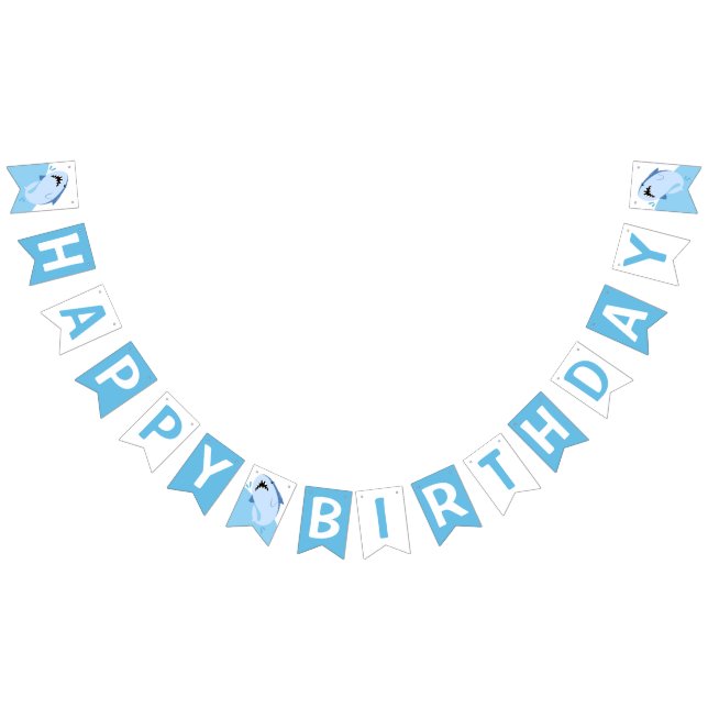 Boy Shark Party Supplies Kids Happy Birthday Bunting Flags (All)