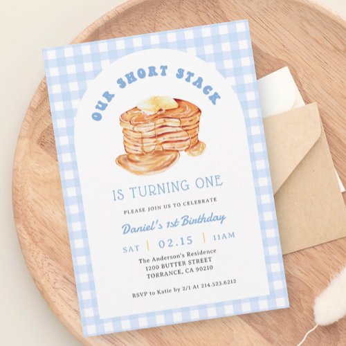 Boy Short Stack Pancake Breakfast Birthday Party Invitation