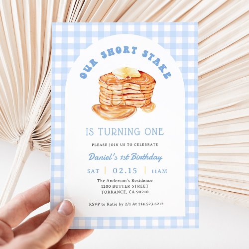Boy Short Stake Pancake Breakfast Birthday Party Invitation
