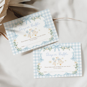 Boy Silly Goose Coquette Blue Bow Diaper Raffle Enclosure Card