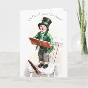 Boy Singing Irish Song Vintage St Patrick's Day Card