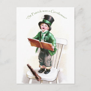 Boy Singing Irish Song Vintage St Patrick's Day Postcard