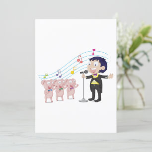 Boy Singing with Three Pigs Choir Invitation