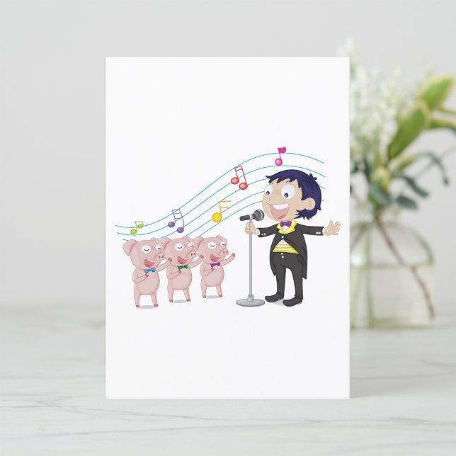 Boy Singing with Three Pigs Choir Invitation (Creator Uploaded)
