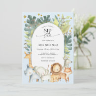 boy sip and see safari themed baby shower invitation