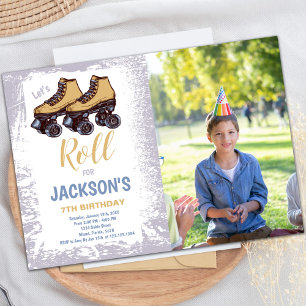 Boy Skating Birthday Invitations with photo