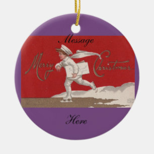 Boy Skating Vintage Thunder_Cove Christmas Ceramic Ornament