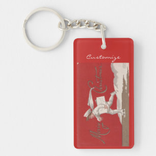 Boy Skating Vintage Thunder_Cove Christmas Keychain
