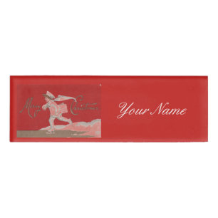 Boy Skating Vintage Thunder_Cove Christmas Name Tag