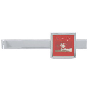Boy Skating Vintage Thunder_Cove Christmas Silver Finish Tie Bar