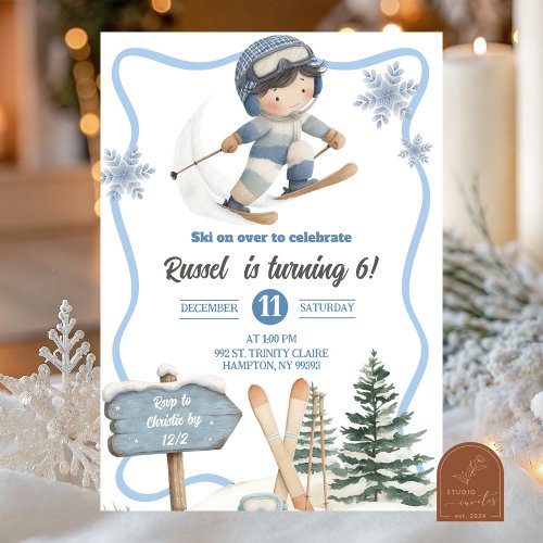 Boy Ski Birthday Invitation