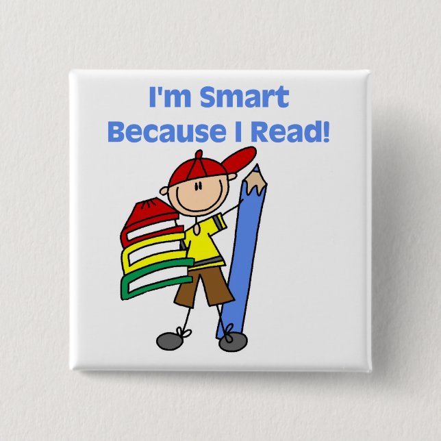 Boy Smart Because I Read Button (Front)