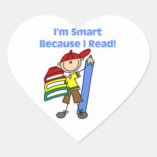 Boy Smart Because I Read Heart Sticker