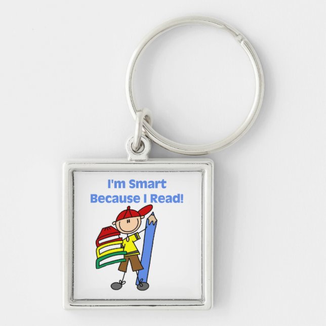 Boy Smart Because I Read Keychain (Front)